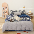 Fashion letter printing crystal velvet bed sheet sets